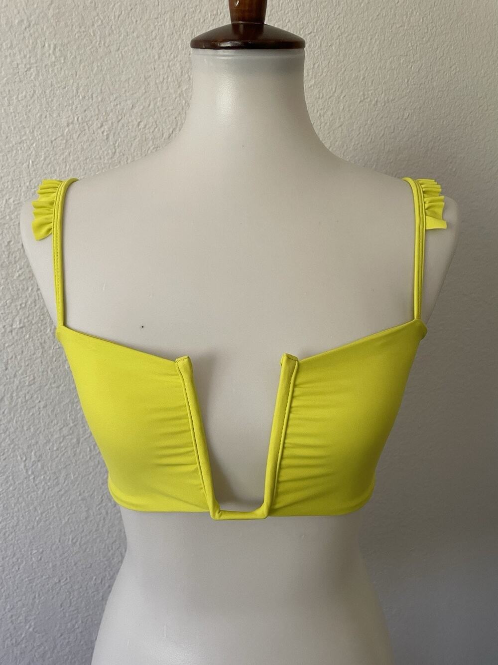 Aila Blue Swim Bikini Top Women S Acropolis Ruffled Beach‎ Summer Retro Frilly